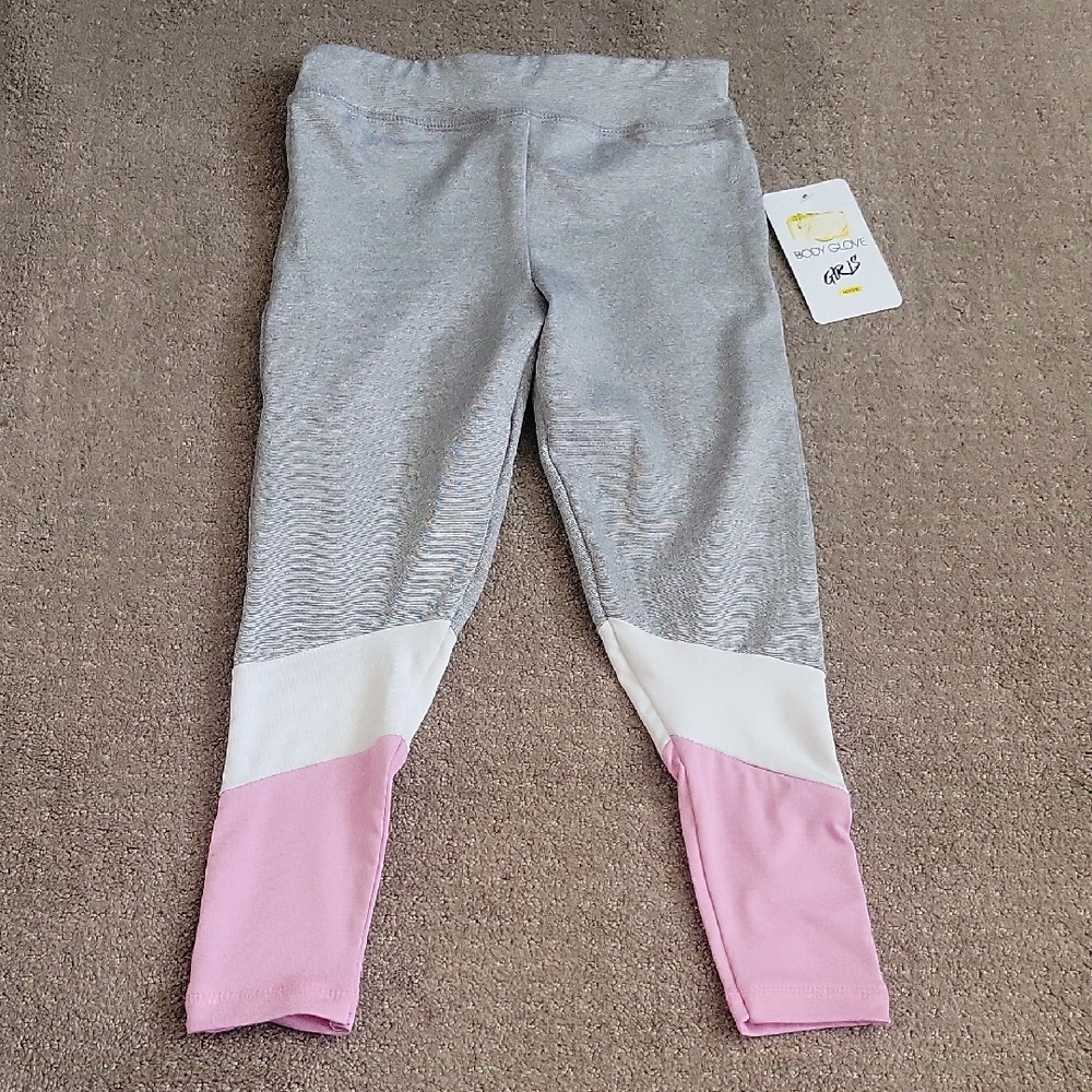 Body Glove Kids Leggings in Gray, White, and Pink Colorblock